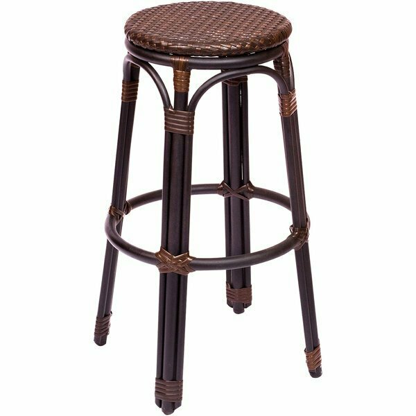 Bfm Seating Marina Outdoor / Indoor Brown Synthetic Wicker Barstool 163PH10BBBBL